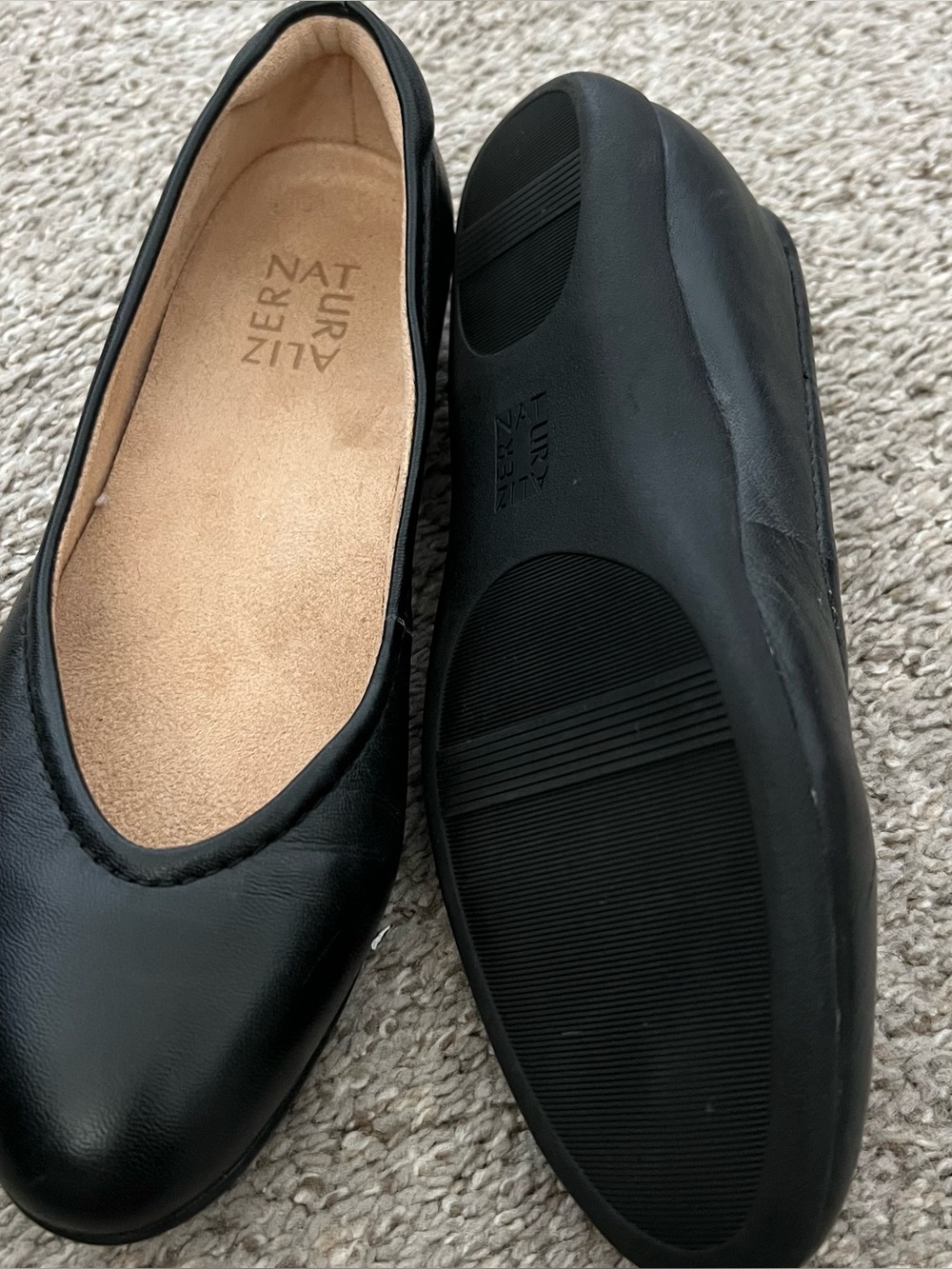 Naturalizer Vivienne Black Leather Rounded Toe Flats Size 6.5 - Picture 6 of 14